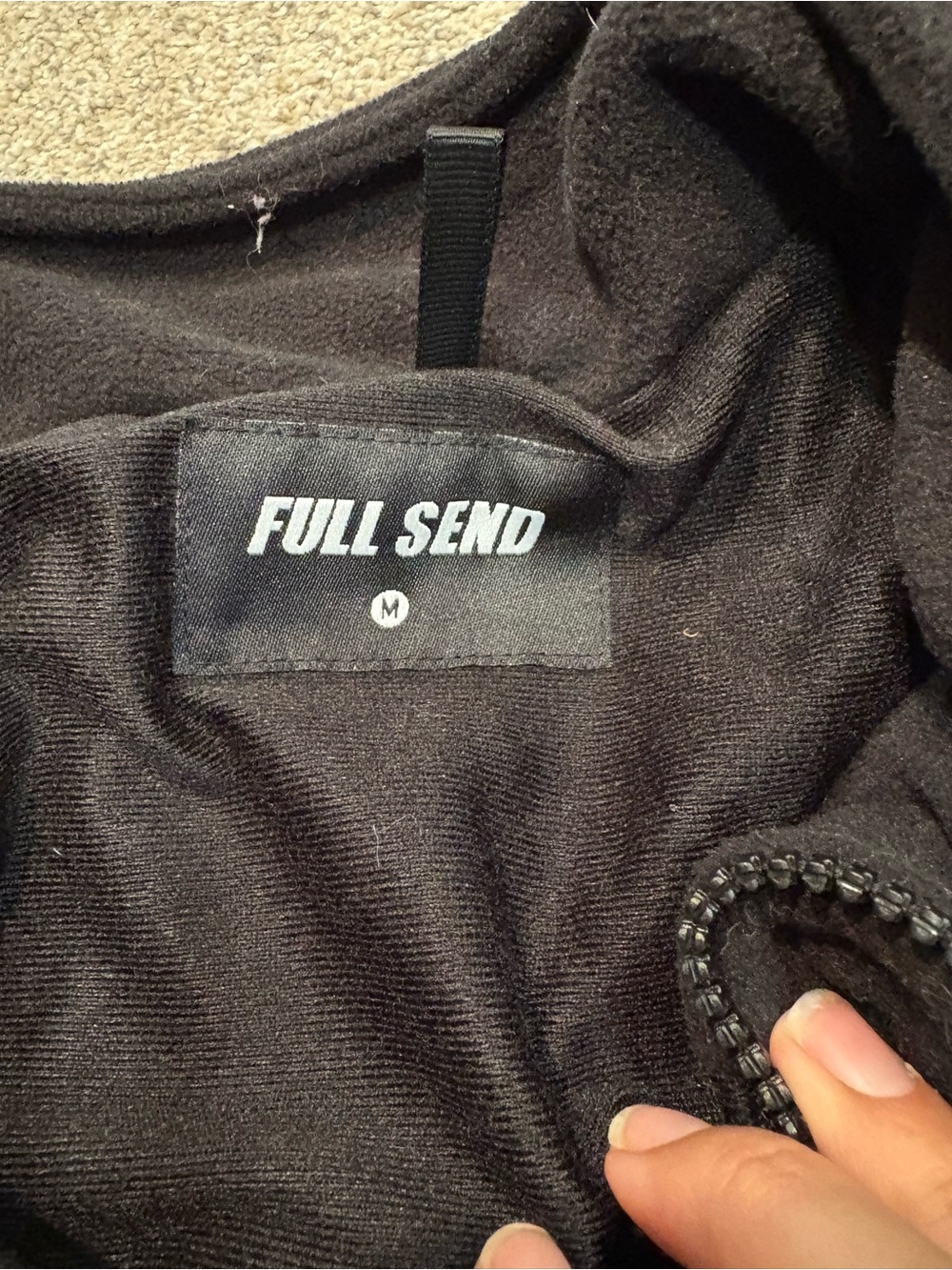 Full Send Nelk Fleece Jacket Black Grey Spellout Men's Medium RARE - Picture 2 of 5